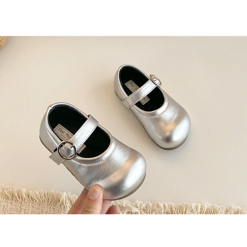 Solid Color Retro Simple Versatile Korean Style Girls Little Leather Princess Shoes Soft Sole Lightweight Comfortable