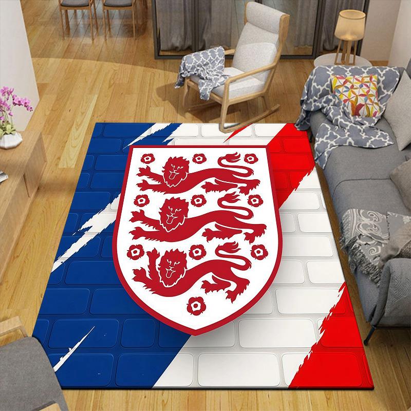 England National Men's Football Team Flannel Pattern Square Carpet,Area Rug,Carpet Rug for Living Room Bedroom Sofa Playroom Decor,Non-slip Floor Mat