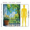 Artistic Balcony View Shower Curtain - Nature Scene with Sunflowers and Blue Sky  for Stylish Home Upgrade Waterproof  Durable