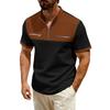 Men's Color Blocked Stand Up Collar 1/4 Zip Up Shirt  Men's Casual And Comfortable Short Sleeved Shirt