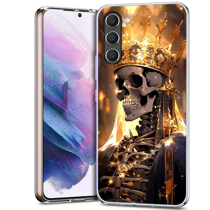 Crown Skeleton Emperor Phone Case for Samsung A54 A14 A24 A34 A17 A37 A57 A55 A35 A25 A15 A13 A23 A33 A53 A07 A05S A04S A03 A73