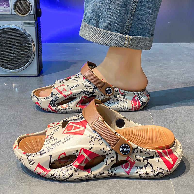 Slippers Men's Summer Beach Platform Outdoor Non-slip Coconut Sandals Men's Outside Wear Driving Shit Feeling Dual-purpose Sandals