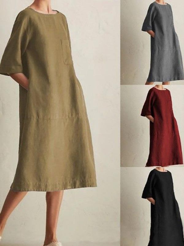 Stylish Summer Cotton-Linen Patchwork Mid-Length Skirt - Plus Size Women's Clothing