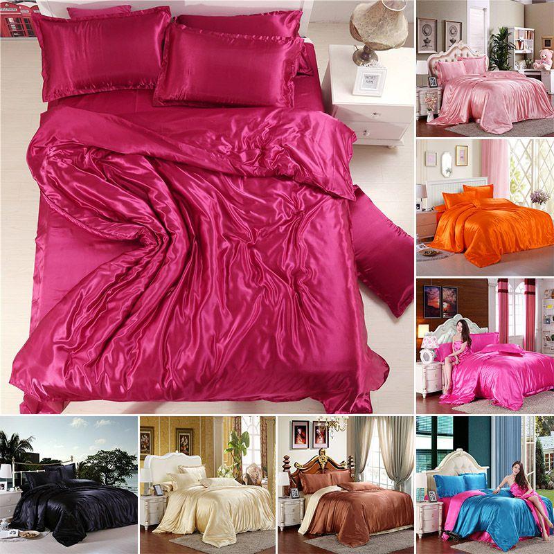Luxurious Satin Silk Bedding Set 4pc With Comfortable Fitted Sheet And Pillow Case
