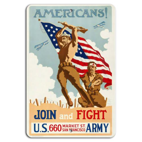 Join and Fight for America Enlist at US Army  Market StAluminumtin sign 20x30cm（7.8x11.8inch）