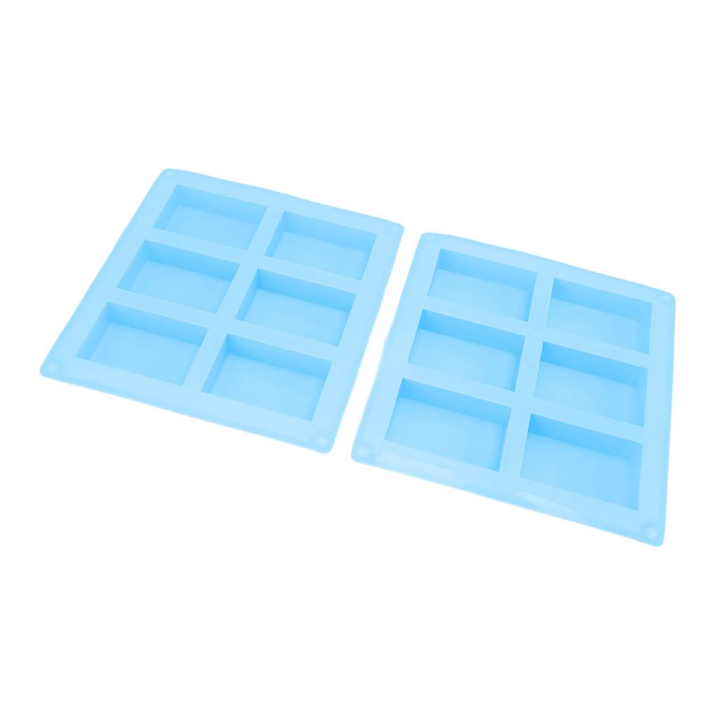 2Pcs Silicone Mold 6 Grids Heat Resistant Flexible Reusable Silicone Mold for Making Soaps Baking