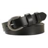 Women's Genuine Leather Black Thin Belt - Retro Fashion Accessory for Jeans