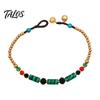 Holiday Gift for Her Bohemian Bracelet Women, Handmade Bamboo Joint Beaded Stackable Bracelet, Ethnic Style Boho Summer Jewelry Adjustable Slide