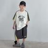 Boys' Digital Short Sleeve Sports Set 2026: Trendy Summer Color Block Two-Piece for Medium and Large Kids