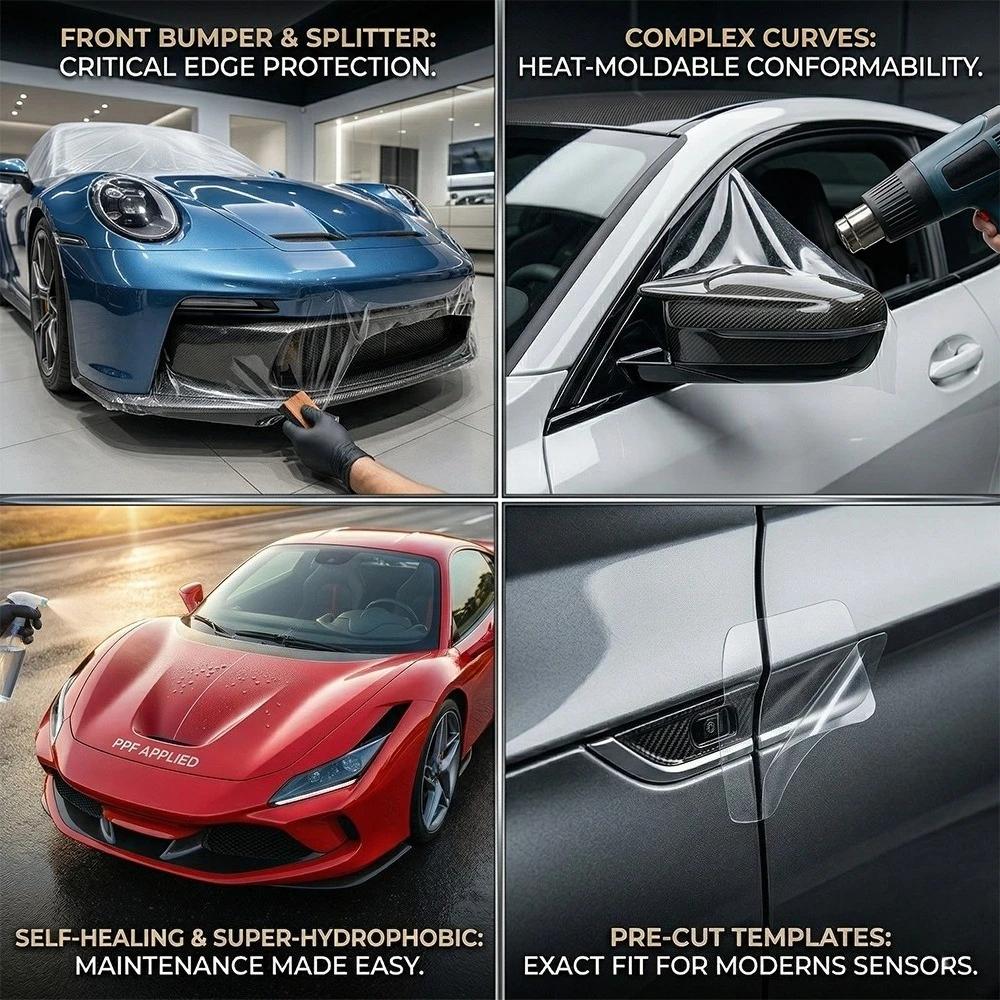 0.5M/1M Width Transparent Car Vinyl Wrap TPU High Stretchable Film Auto Anti-scratch Protection Self Healing Film 6.5/7.5/8.5mil