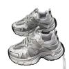 Silver platform dad shoes, new autumn feet, small height increase, breathable sports and leisure shoes