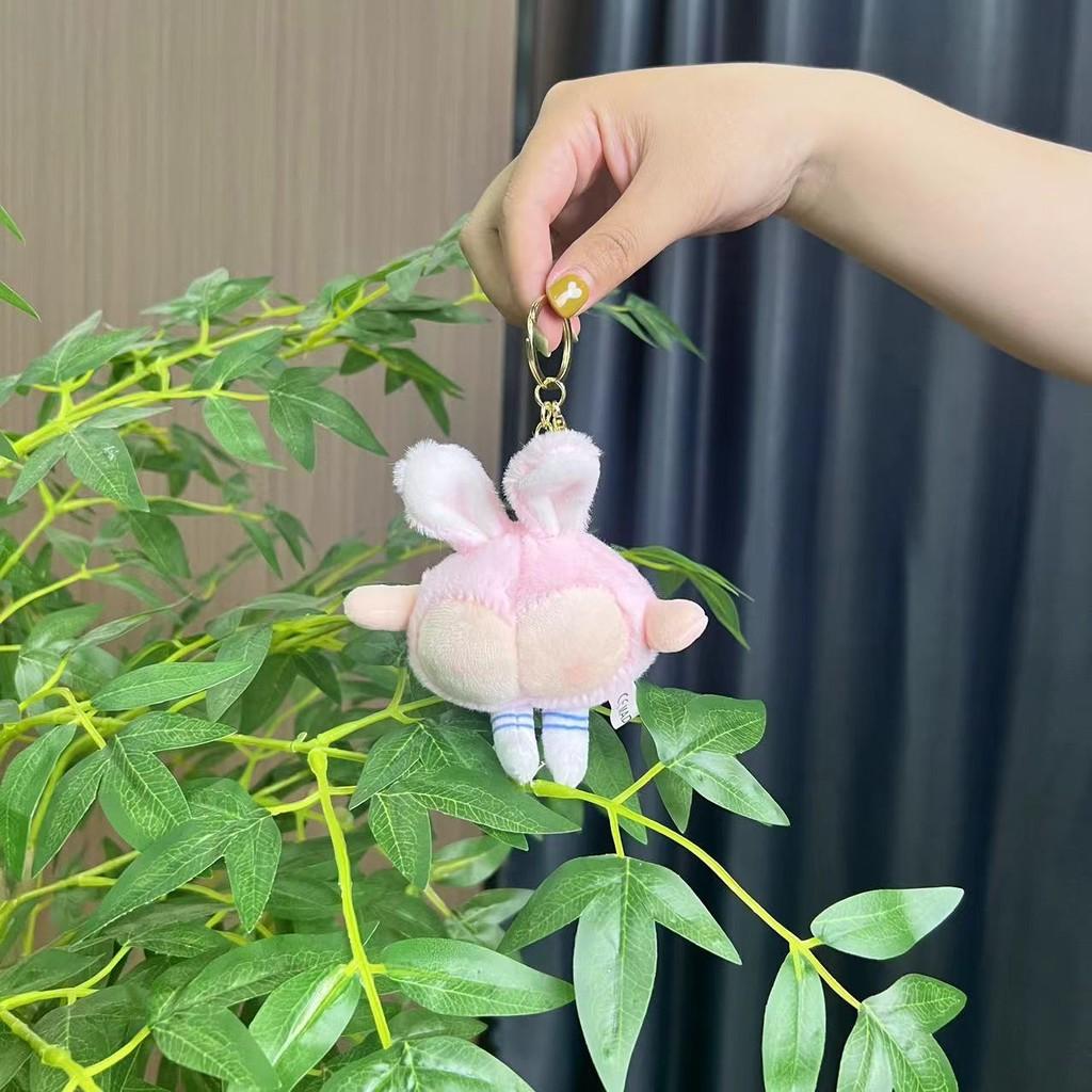 Bunny Fluffy Peach Ear Plush Keychain Cute Dog Design Fun Accessory For Purses