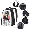 Sunset Lotus Geisha With Skeleton Fan Hot Sale Backpack Fashion Bags Geisha Skeleton Sunset Fan Lotus Asian Bones Flower Black