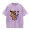 Vintage Purple Leopard Graphic T Shirt Animal Print Acid Wash Oversized Tee
