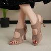 2025  Summer Women's Sandals Peep Toe High Heel Shoes  Pumps  Back Zip Stiletto