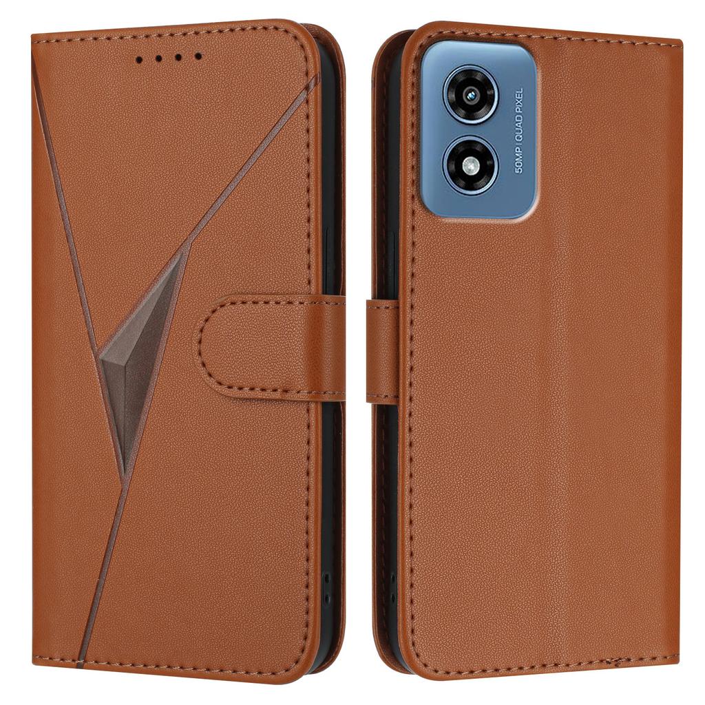 YX0090 For Motorola Moto G Play (2024) 4G Case Triangle Imprint Leather Phone Cover with Lanyard