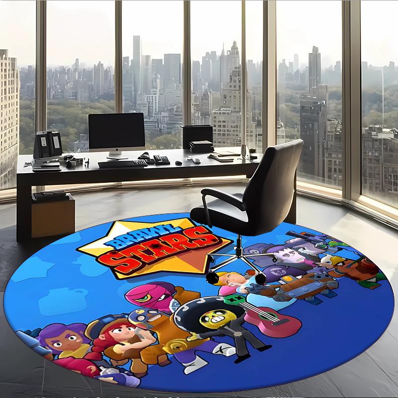 Brawl Stars (5) Round Office Rug Decorative Floor Rug for Office Bedroom Living Room and Home Space