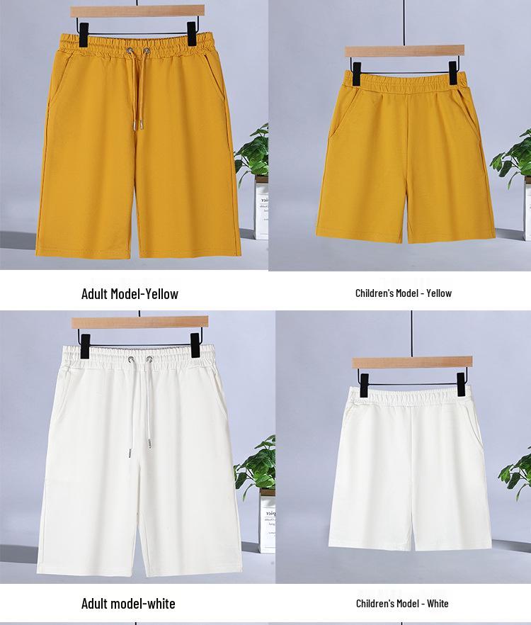 Korean Casual High Waist Cotton Terry Shorts - Parent-Child Summer Style