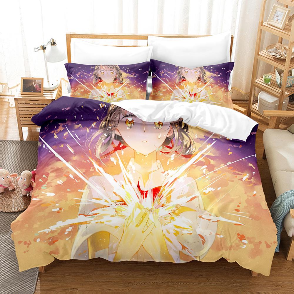 Ihr Name Luxus-Bettwäsche-Set Japan Anime Cartoon Bettbezug-Set Bettdecke Tagesdecke Leinen Twin Single Size Bedruckte Heimtextilien