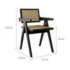 Living Room & Kitchen Wooden Chair with Hand-Woven Rattan Backres Home Leisure Chair Mid-Century Rattan Chairs