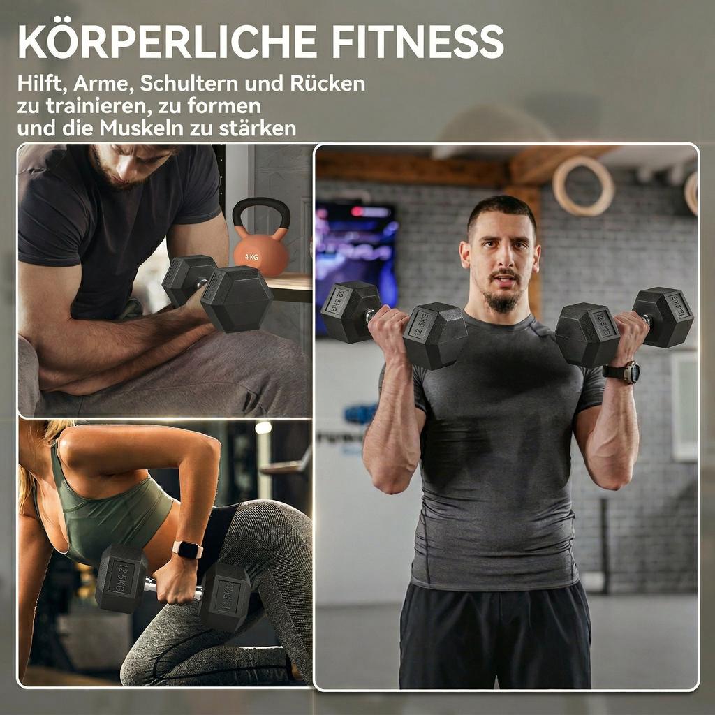 Dumbbells with knurled handles. Cast iron dumbbells. 2 x 12.5 kg for home, gym, weight training