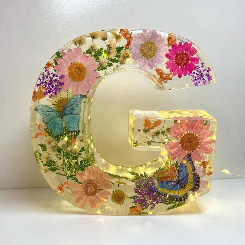 Creative Large Letter Floral Night Light 26 Letters A-Z Dry Flower Simulation Floral Letter Light Valentine's Day Gift
