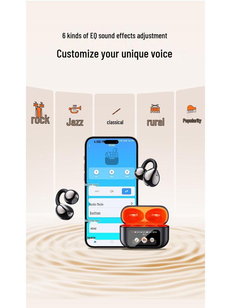 XG42 Ear-Clip Bluetooth Headset with Color Screen & AI Translation