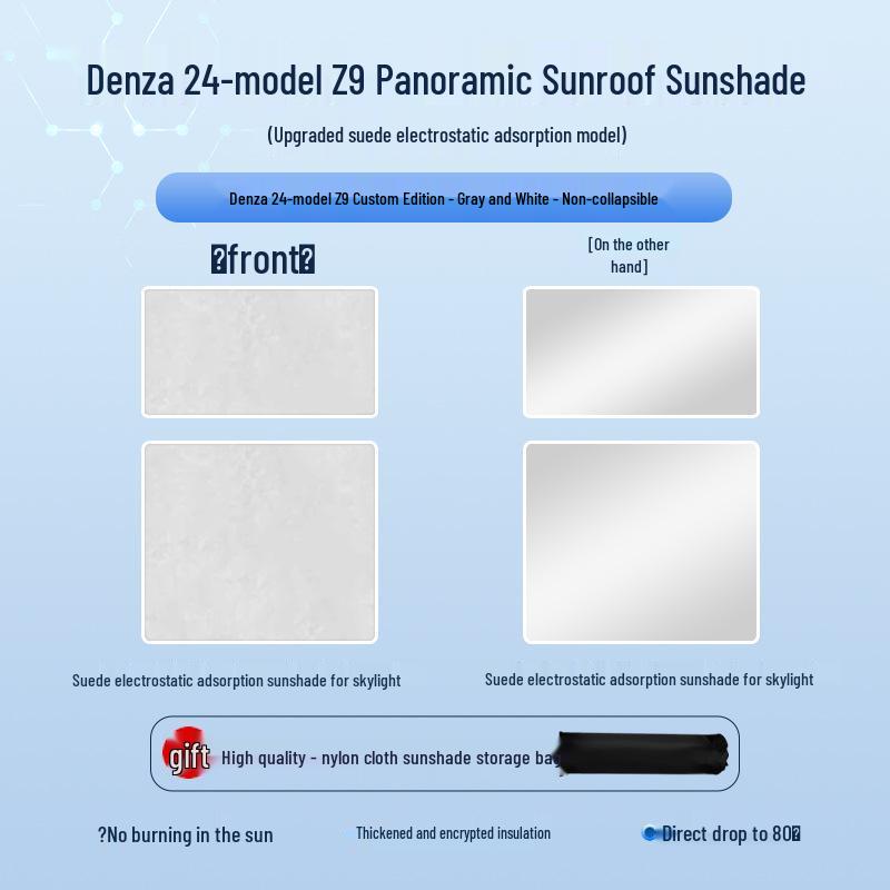 Denza Z9GT 2024 Sunroof Electrostatic Sunshade: Heat & Light Blocker, Privacy & UV Protection.