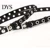 Durable Women Belt With Simple Design Thin Pants Metal Buckle Faux Leather Hollow Circle Waistband Adjustable Length Multi Holes Jeans