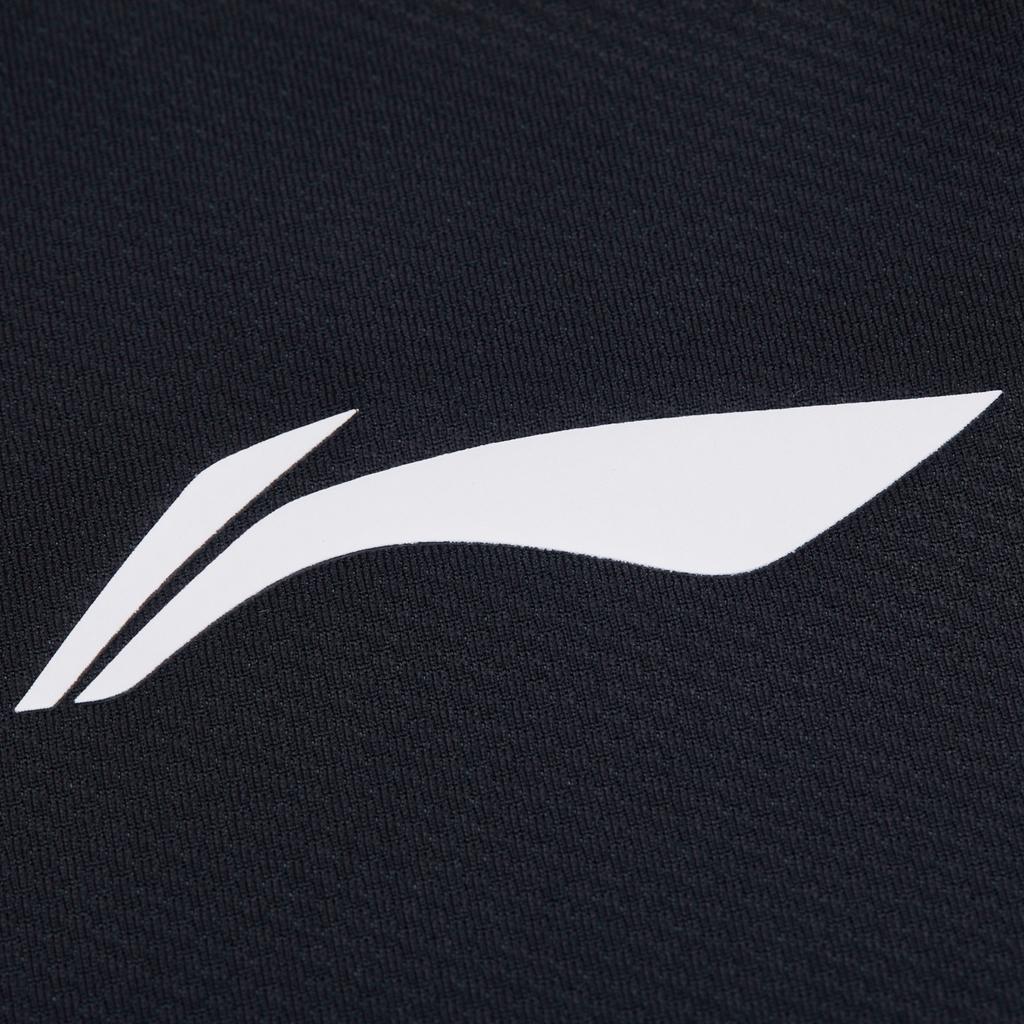 Li-Ning Badminton Series Printed V-Neck Comfortable Breathable Versatile Short Sleeve Badminton Shirt Unisex Tops Black AAYU225-1