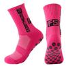 Non-Slip Mid-Calf Sports Football Socks with Terry Bottom and Round Silicone Grip
