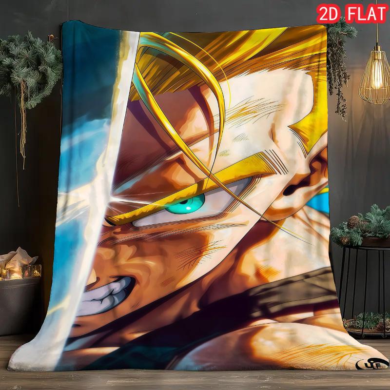 Dragon Ball Non-slip Blanket Lightweight Flannel Warm Blanket for Sofa Chair Bed Use THW