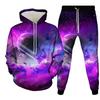 Set Tuta da Uomo Star Universo Galassia Pianeti Stampa 3D Casual Felpa con Cappuccio Pantaloni Set 2 Pezzi Pullover Oversize Uomo Tute da Jogging 2 Pezzi