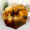 Horse Theme Design Folding Umbrella-Fashionable Auto-Open Design 8 Iron Ribs Plastic Handle Foldable Sunshade,Perfect Gifts
