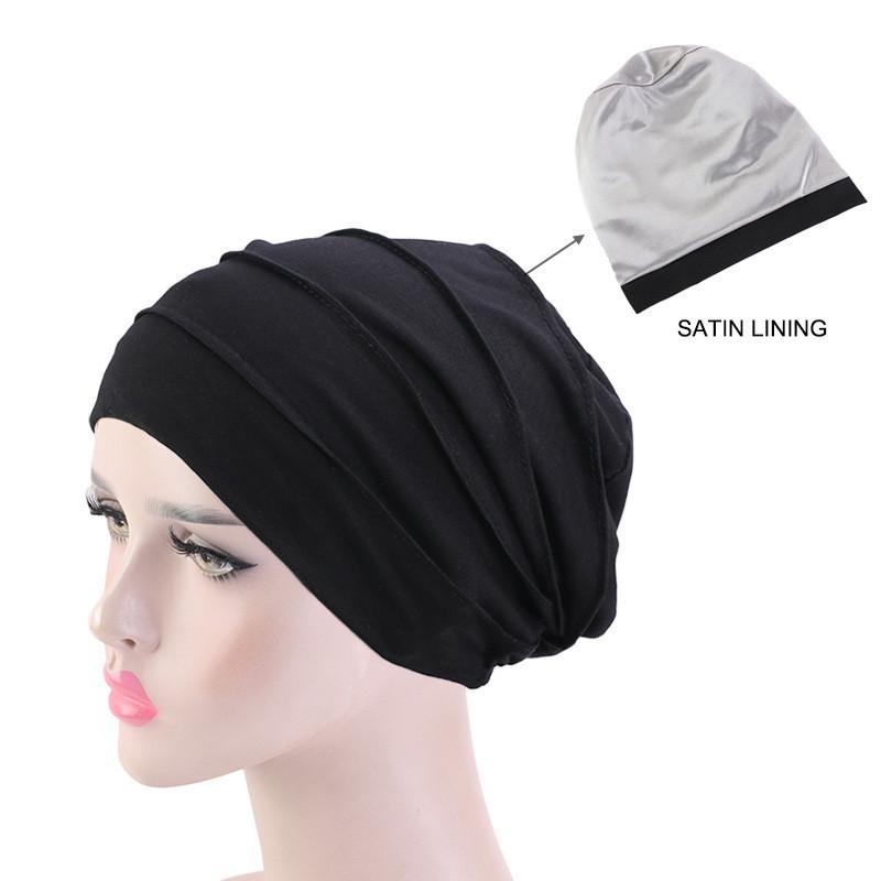 2022 New  Muslim Hijab Elastic Cotton Turban Hat Solid Color Women Warm Winter Headscarf Bonnet Inner Hijabs Cap Chemo Hat