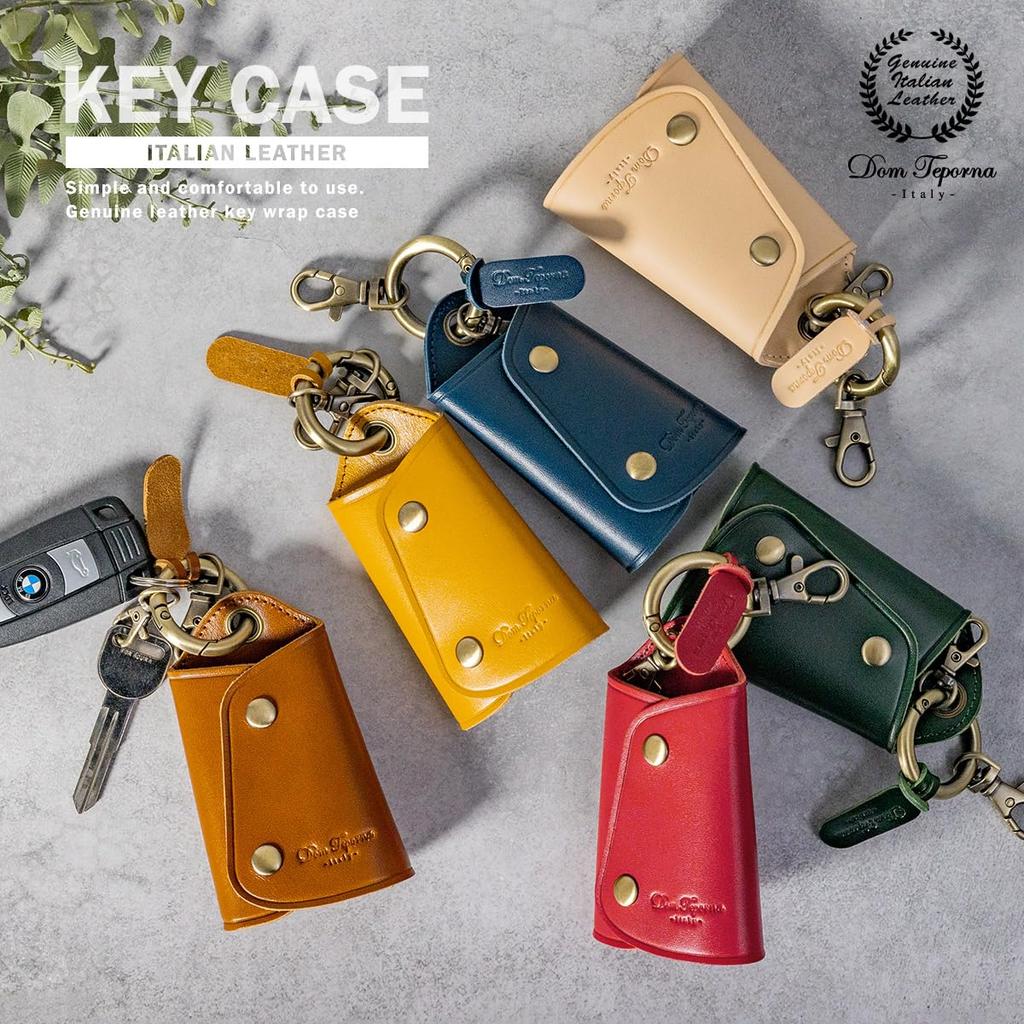 DomTeporna Key Smart Key Genuine Italian and Key Snap Brown Case, Case, Leather, Men's Women's, Ring, Carabiner, Hook,