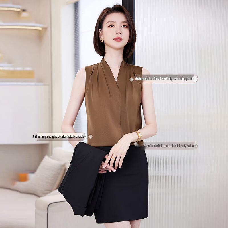 Women's Elegant V-neck Sleeveless Chiffon Blouse
