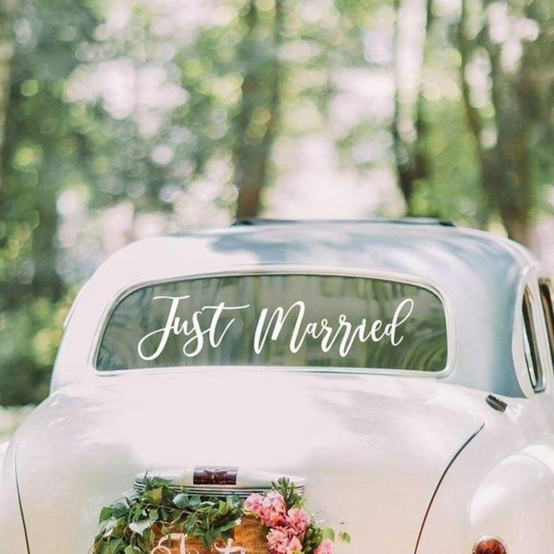 Removable Wedding Car Decals Just Married Vinyls Stickers For Bridal Shower Party Home Decorations Window Murals Gift