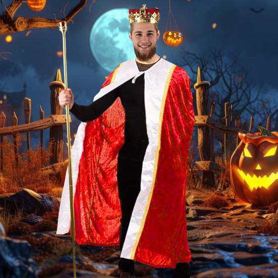 

Yousheng Women Halloween Cloak King Queen Cosplay Lace-up Floor Length Color Matching Lace Decoration Performance Festivals Cape Robe