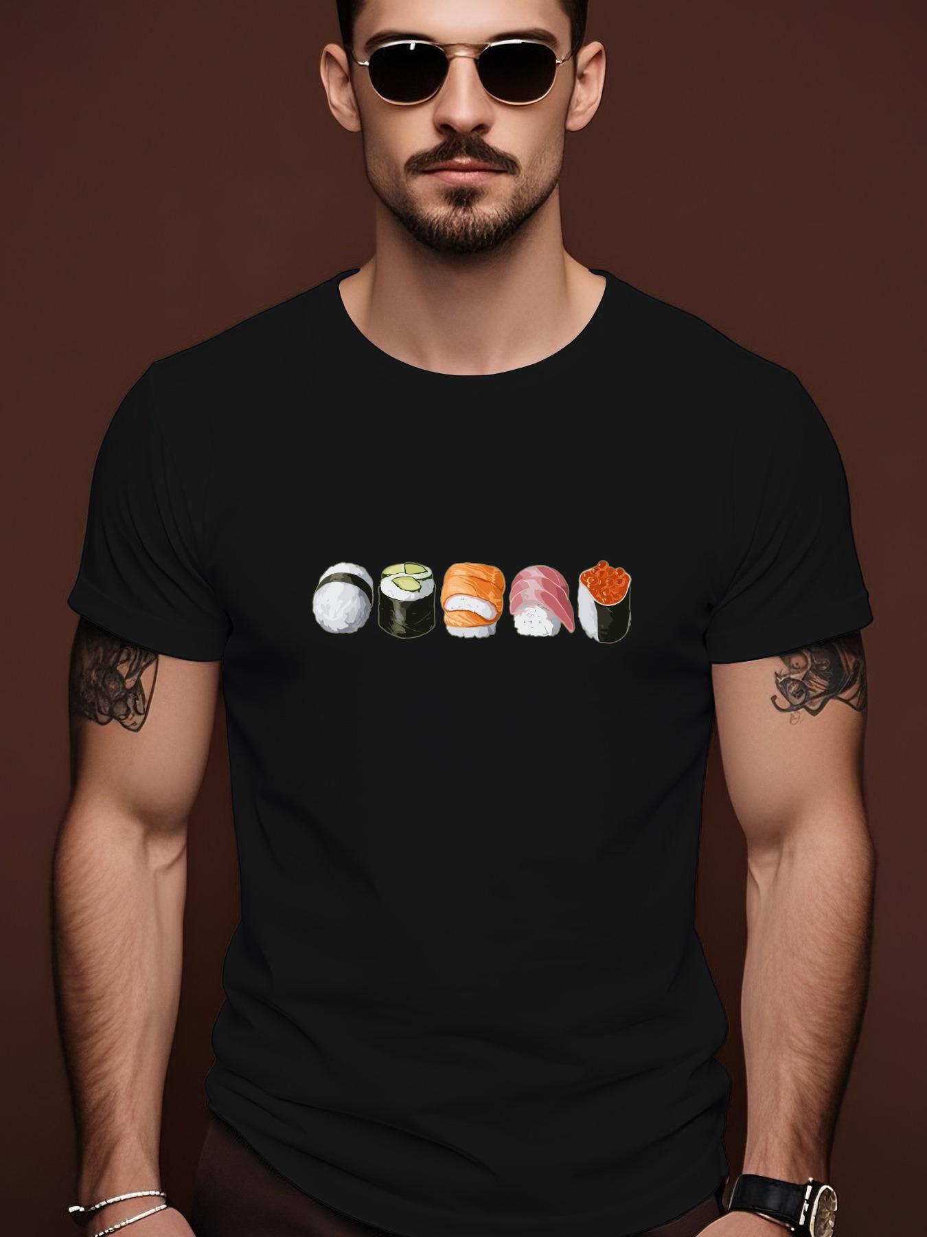 Summer Sushi Print Tshirt - Cotton Crew Neck S