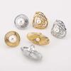Exaggerated Metal Irregular Hollow Pearl Rings for Women Punk Hip Hop Gold Color Geometric Adjustable Finger Ring Jewelry