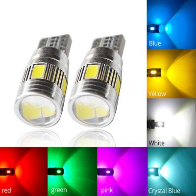 Lot de 2 ampoules LED T10 W5W pour plaque d'immatriculation, clignotants, Canbus, éclairage de lecture, feu de stationnement, feu de recul, 5 W5 5630 6 SMD, 12 V