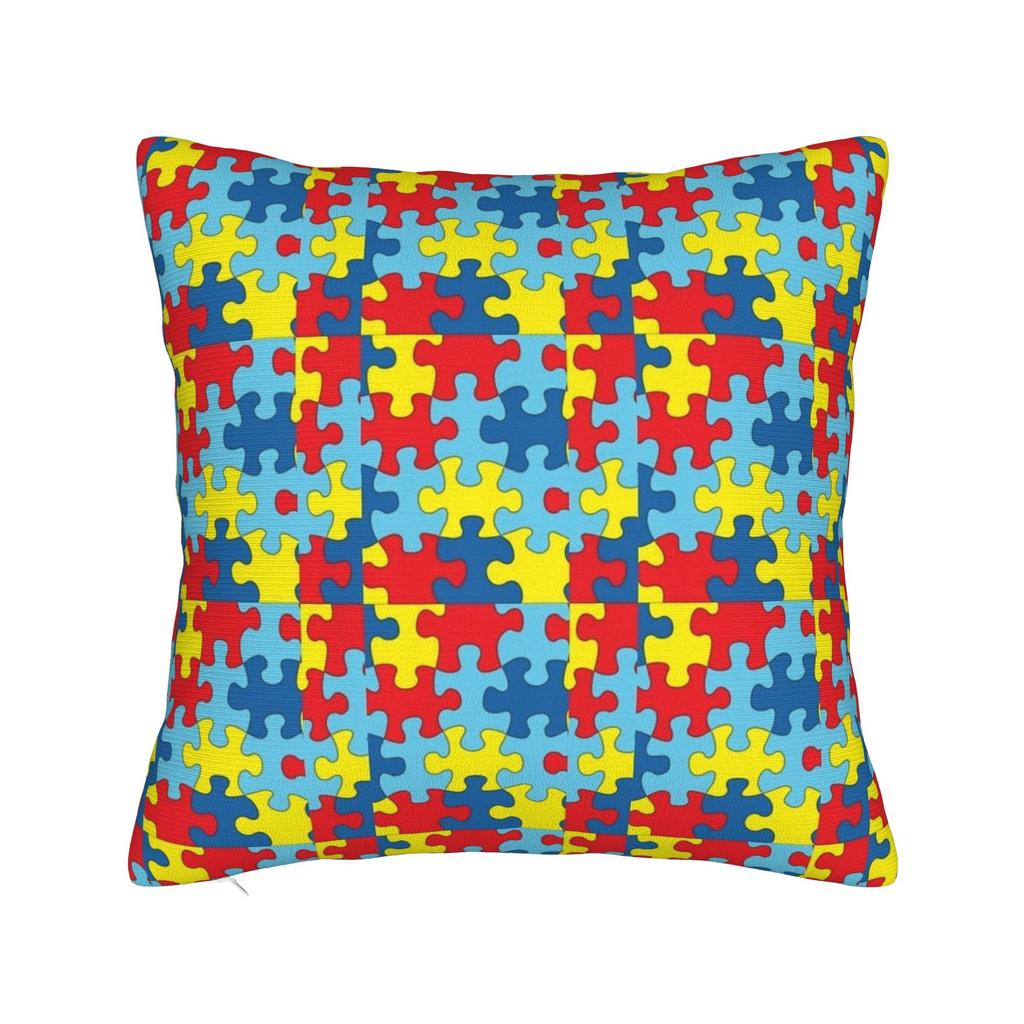 Autism Awareness Blue Puzzle Piece Pattern Pillow Case Graphic Pillow Cover For Sofa Bedroom Home Decor Fashion Pillowcases