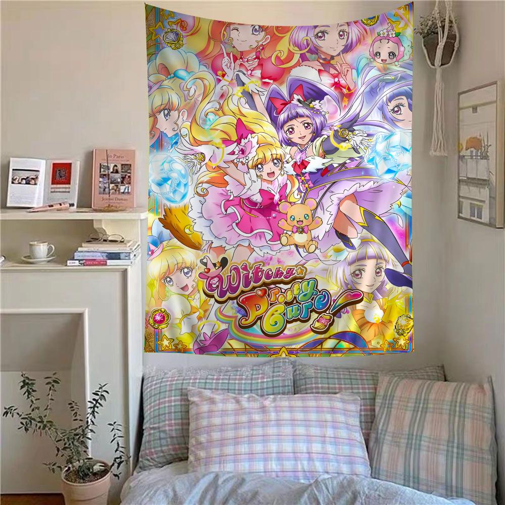 Pretty Cure Star Twinkle Movie Wall Tapestry Magical Girl Group Vibrant Aesthetic Cozy Room Decor for Mahou Shoujo Kids Fans