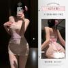Duofu + Tube Top Embroidery Print Perspective Japanese Kimono Set, Erotic Underwear, Sexy Hip Wrap Uniform