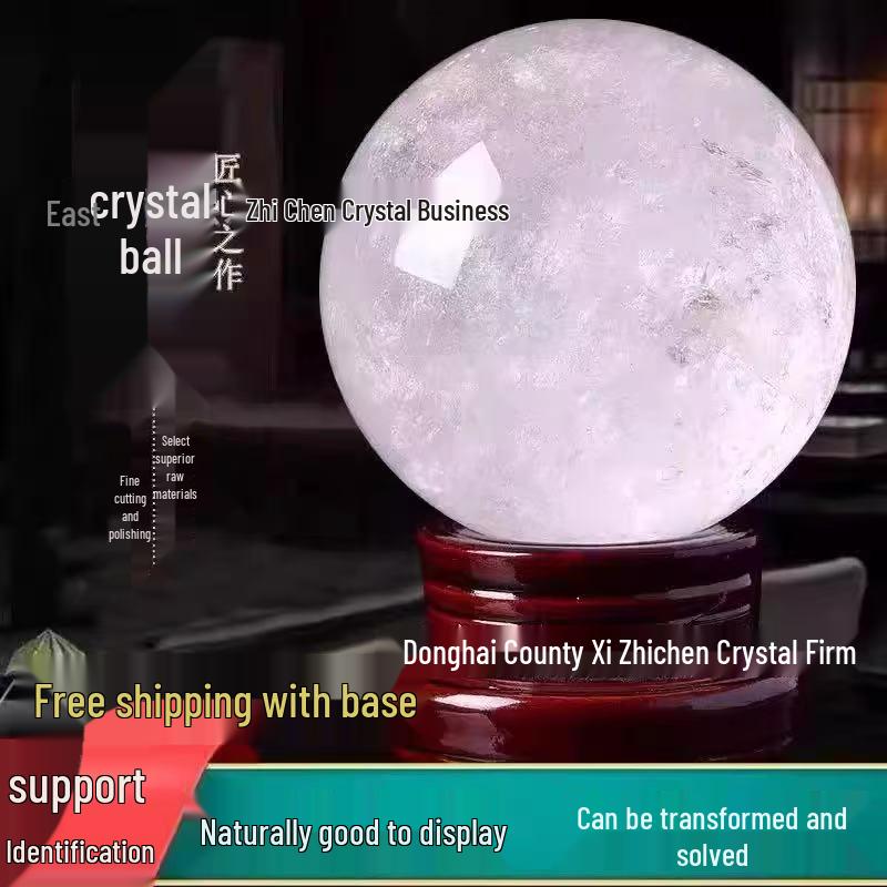 

Natural White Crystal Ball for Feng Shui and Home Décor Diameter 5-6 cm with Stand