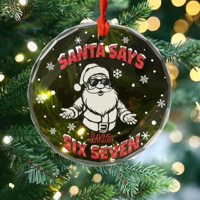 Yousheng Santa Sagt Sechs Sieben Weihnachtsschmuck Lustiges 67 Meme Hängeornament Weihnachts-Gag-Geschenk für Freunde Familie