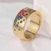 Exquisite Gold Color Inlaid Multicolored CZ Women's Ring Geometry Daily Wear Party Jewelry