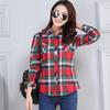 Plaid Shirt Women's Slim Skinny Cotton Long Sleeve Bottom Shirt Student Large Size Women's Jacket Versatile