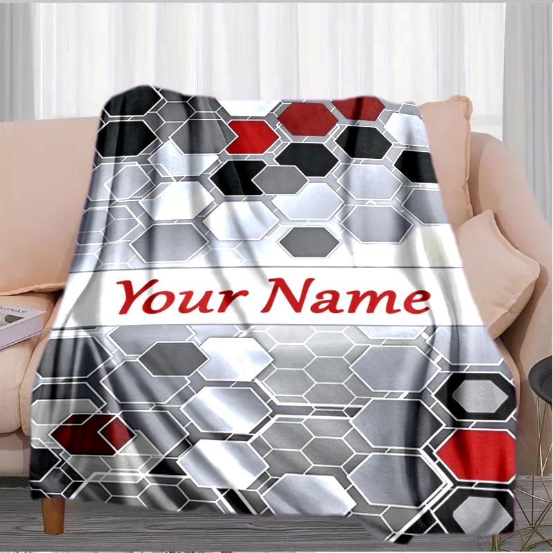 1PC Custom Name Abstract Hexagon blanket versatile,all-season throw suitable for the living room,bedroom,camping,travel,and gift
